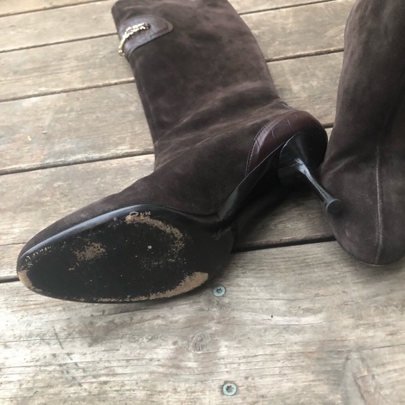 Gucci Authentic brown suede gold chain knee high - Picture 7 of 9